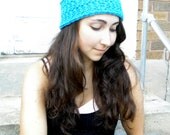 Earwarmer/Headband - Turquoise with Black Button