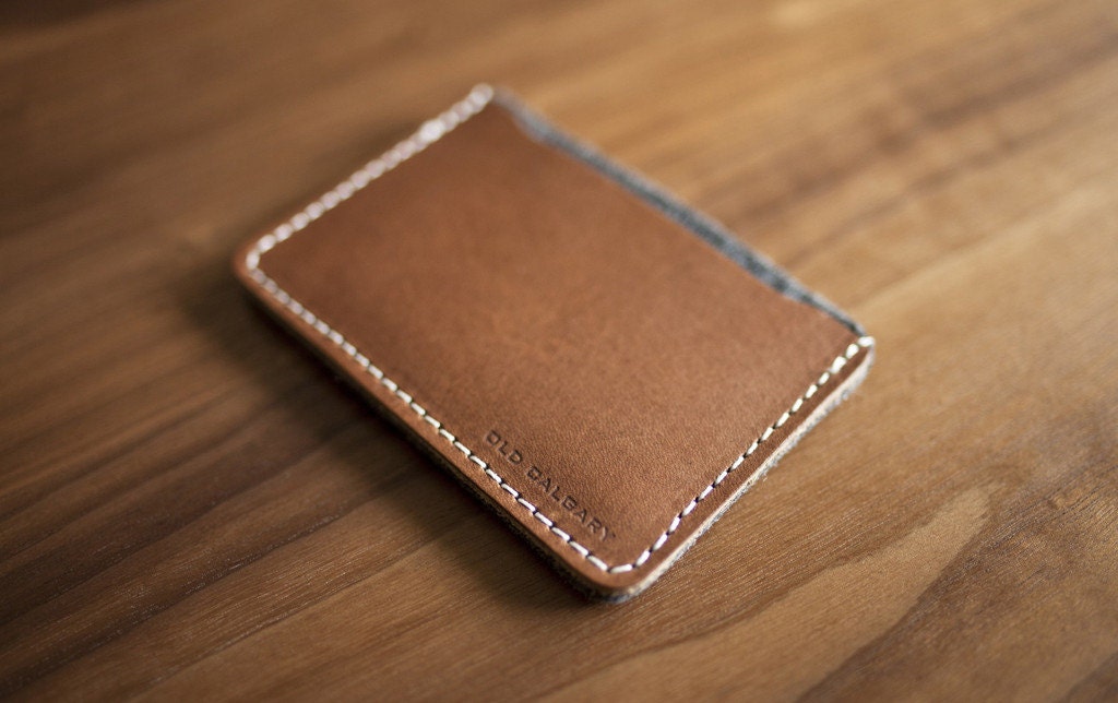 Whiskey Wallet - Made in the USA - Handcrafted Italian Leather and German Wool Felt
