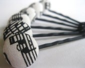 Bobby Pins Hair Accessories : Non Slip - Black and White Musical Score Music Notes