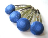 Snap Clips Hair Accessories -  Snap Hair Clips : Funky Hair Barrettes - Set of four Royal Blue and Navy Dots
