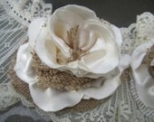 Burlap flowers satin flowers handmade brooches hair flowers rustic decor wedding prom party gifts