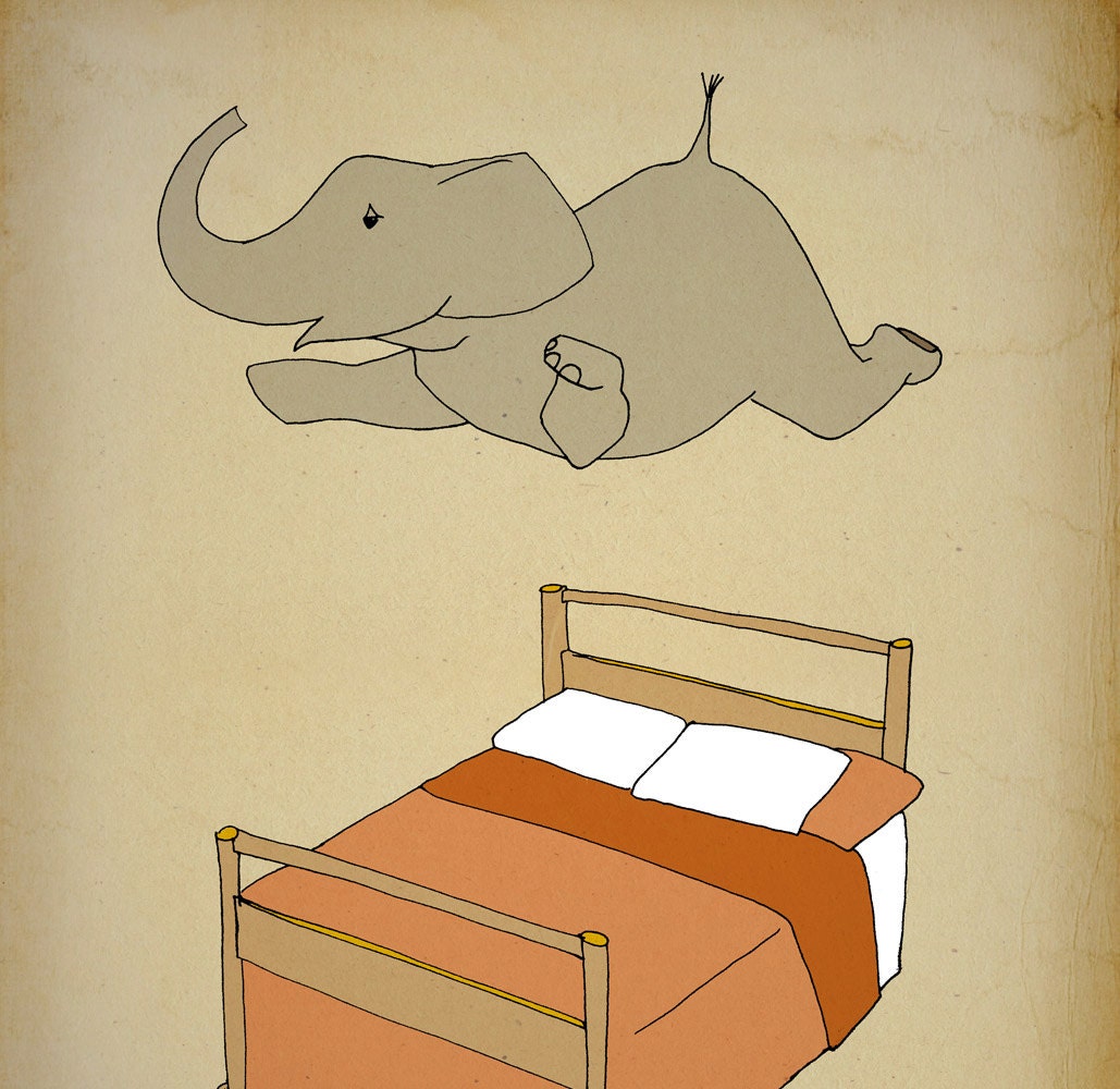 Elephant children room decor 12x16 nursery poster - wall art