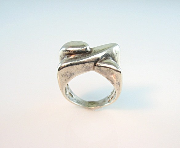 Mod Sterling Silver Ring Rounded X Form Scandinavia Finland Size 7