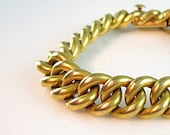 Antique 18K Gold Bracelet French Victorian Curb Link   7 and 3/8 inches long Hallmarked 1800s