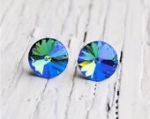 Aqua Mist - Swarovski Earrings - Super Sparklers Medium - Swarovski Stud Earrings - Jewelry by Mashugana