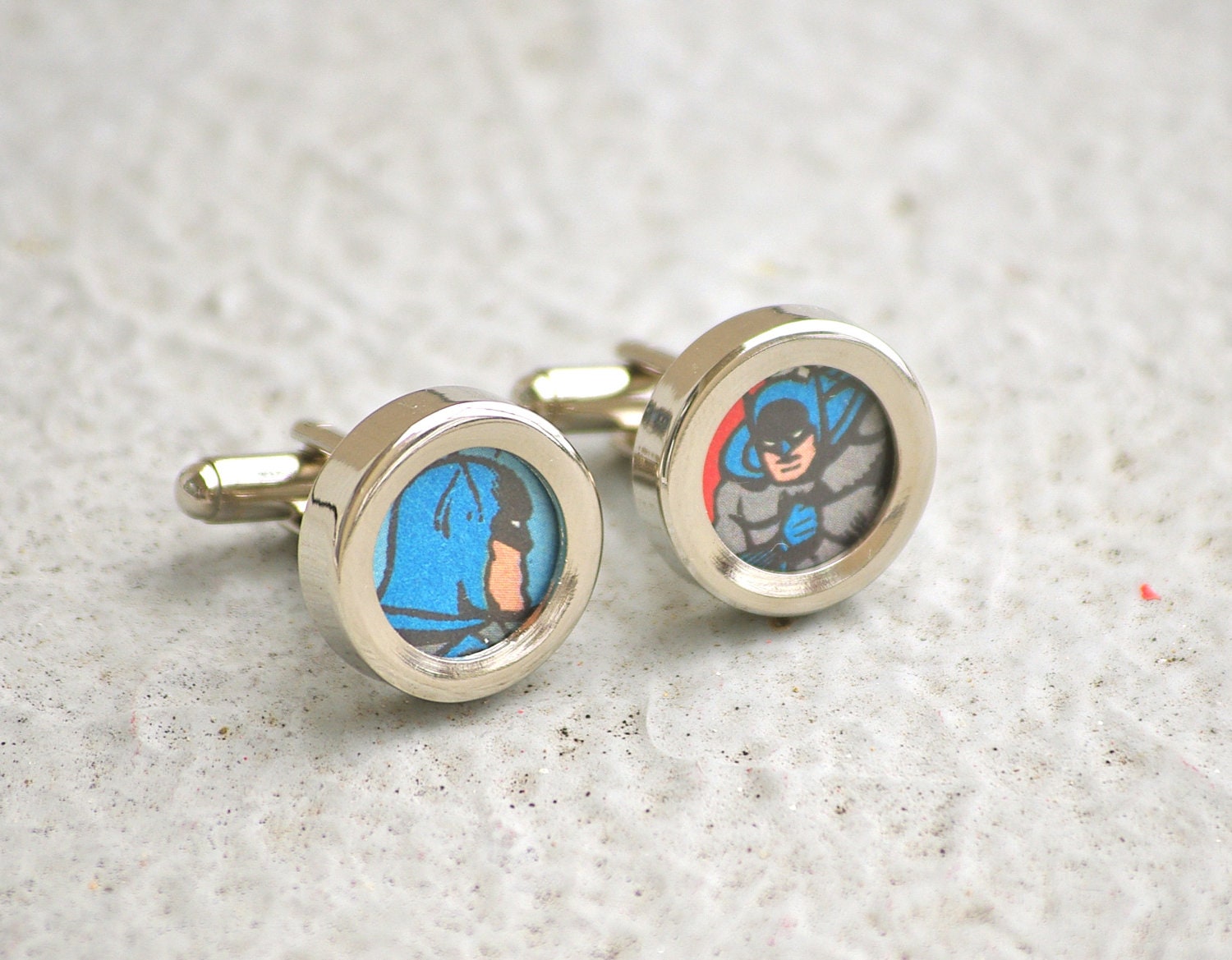 Batman Cuff links Dark Knight Cufflinks recycled superhero accessories for geeks comic book comics dc superheroes JLA
