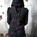 Deep Violet Purple Black Lace, Cotton Canvas, Large Skeleton Key, Patchwork Jacket with Skull and Cross Bone Pirate Cuffs, Corset, Hood