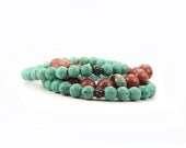 Stacking Stretch Bracelets Turquoise Brown Gemstone:  Desert Rose