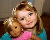 American Girl Doll Matching Set Headband for Doll & Little Girl - Rolled Fabric Rosette Flowers