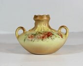 Vintage Vase Handpainted,  Yellow, Roses, Bud Vase