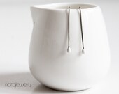 Minimalist jewelry - simple silver earrings - white drop earrings - modern jewelry design.