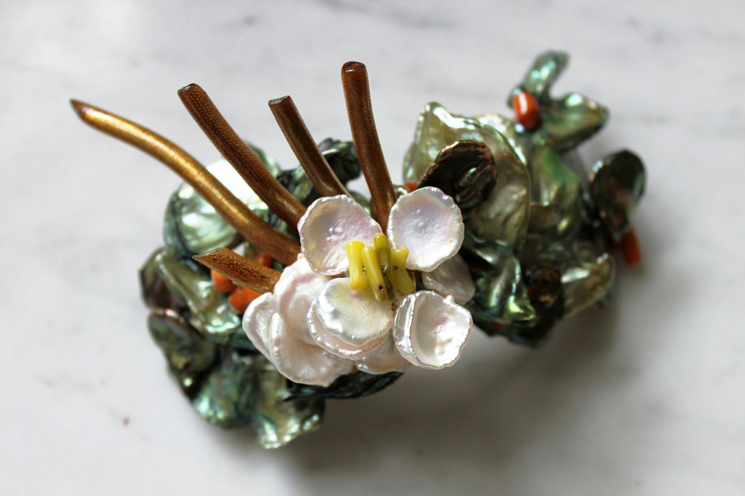 Custom Night Blooming Cactus Large Barrette (Reserved for Alison)