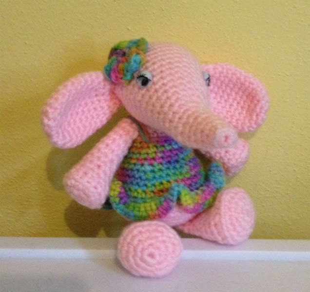 Crocheted Elephant Stuffed Animal - Amigurumi