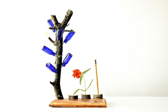 Whimsical Twig Desk Decor for Free Spirited Creatives - Southern Folklore - Haint No More Office Juju Bottle Tree, Keep Negative Energy Away
