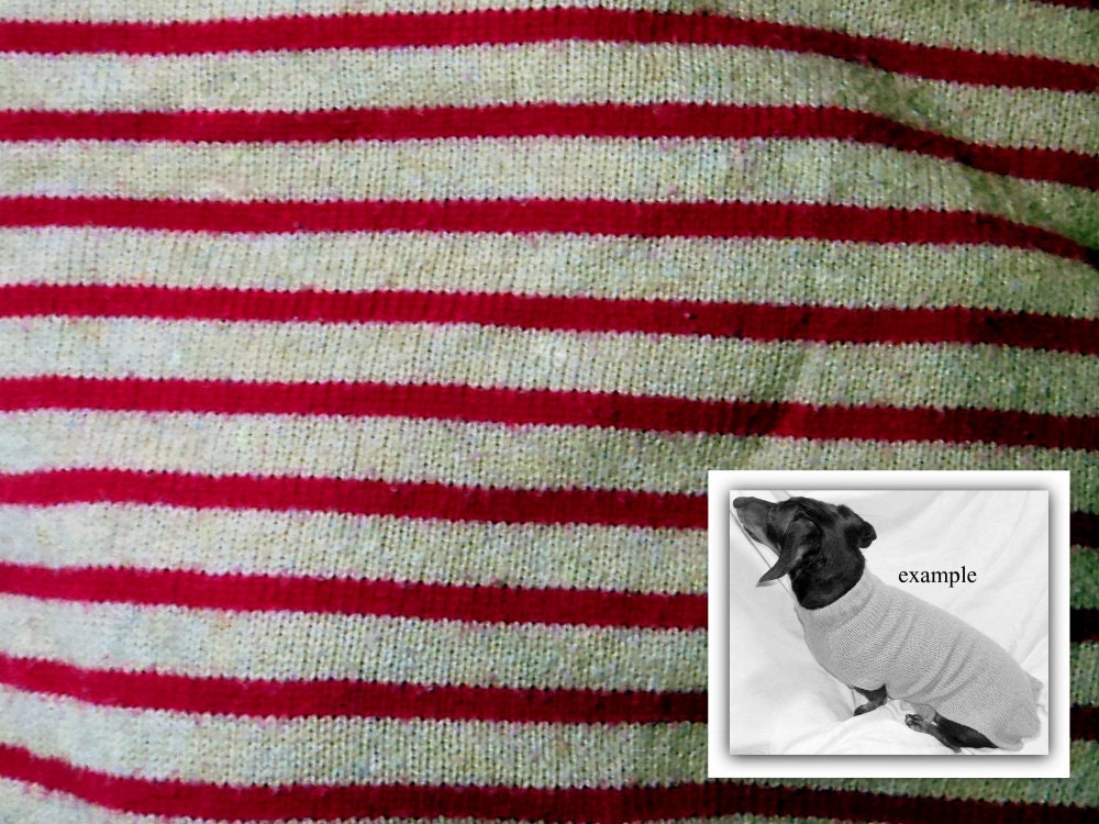 Custom dachshund sweater jumper striped deep pink/crimson and cream handmade pets clothing