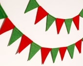 Red and Green Felt Flag Bunting Banner Garland - Perfect For Christmas - BrooklynOwl