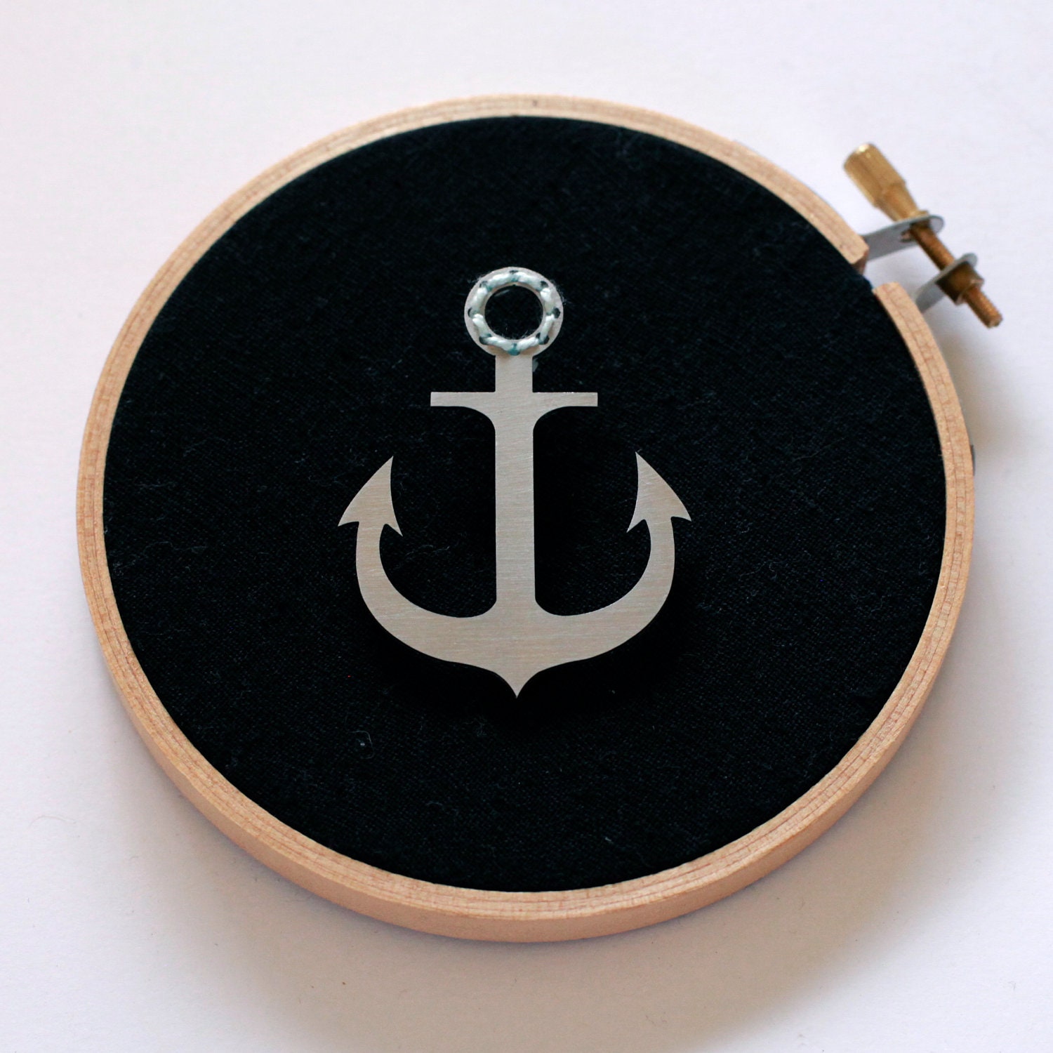 The Anchor - Reclaimed Stainless Steel and Cotton Brooch