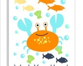 Whale, Fish and Turtle Children's Wall Art, Kid's Bathroom, Bathroom Decor, Children's Art Print, Nursery Decor- Set of three 11x14