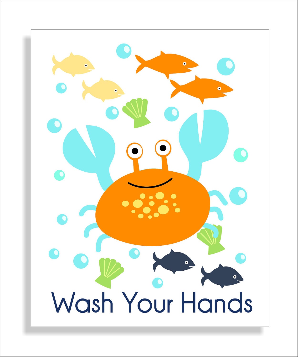 Whale, Fish and Turtle Children's Wall Art, Kid's Bathroom, Bathroom Decor, Children's Art Print, Nursery Decor- Set of three 8x10