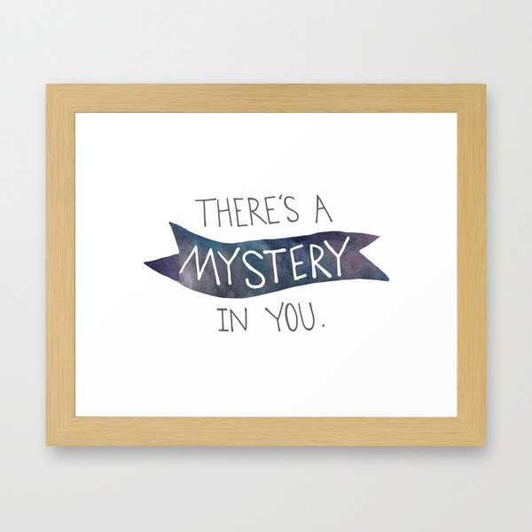 MYSTERY IN YOU watercolor text print in purple, navy and gray