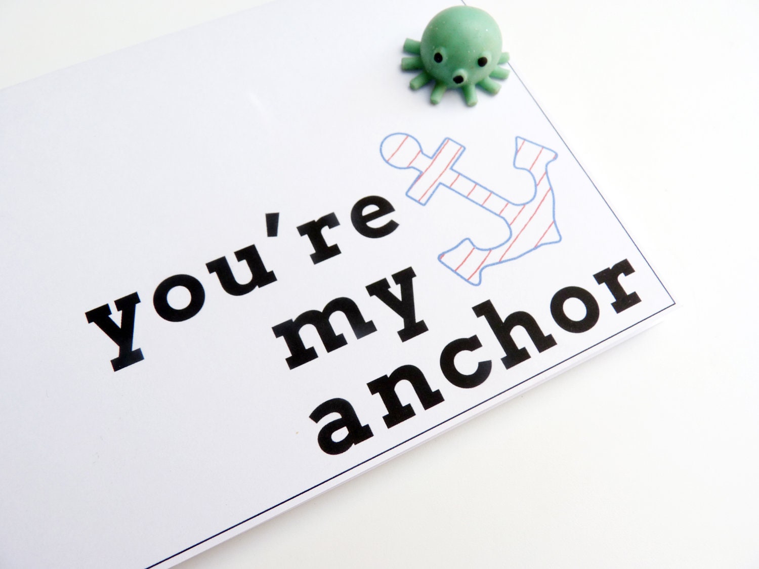 You're My Anchor - Nautical Blue, White & Red Anchor White Greeting Card - Valentine's Day