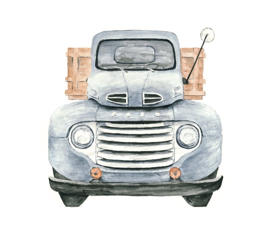 ford truck watercolor giclee print - 8x10 // 1948 Ford Pickup Illustration // art // wall decor