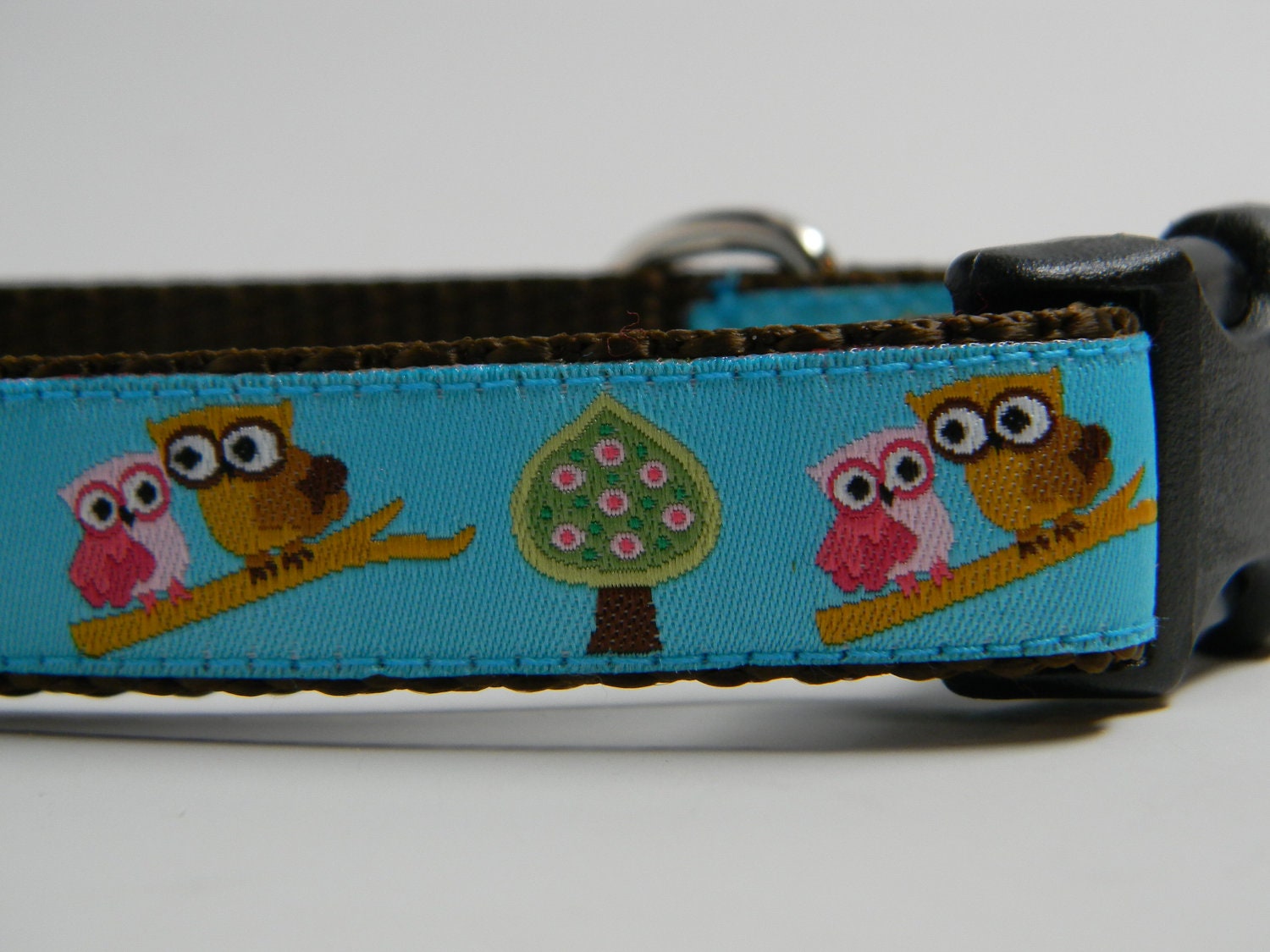 Teal Blue Owl Dog Collar- What a Hoot