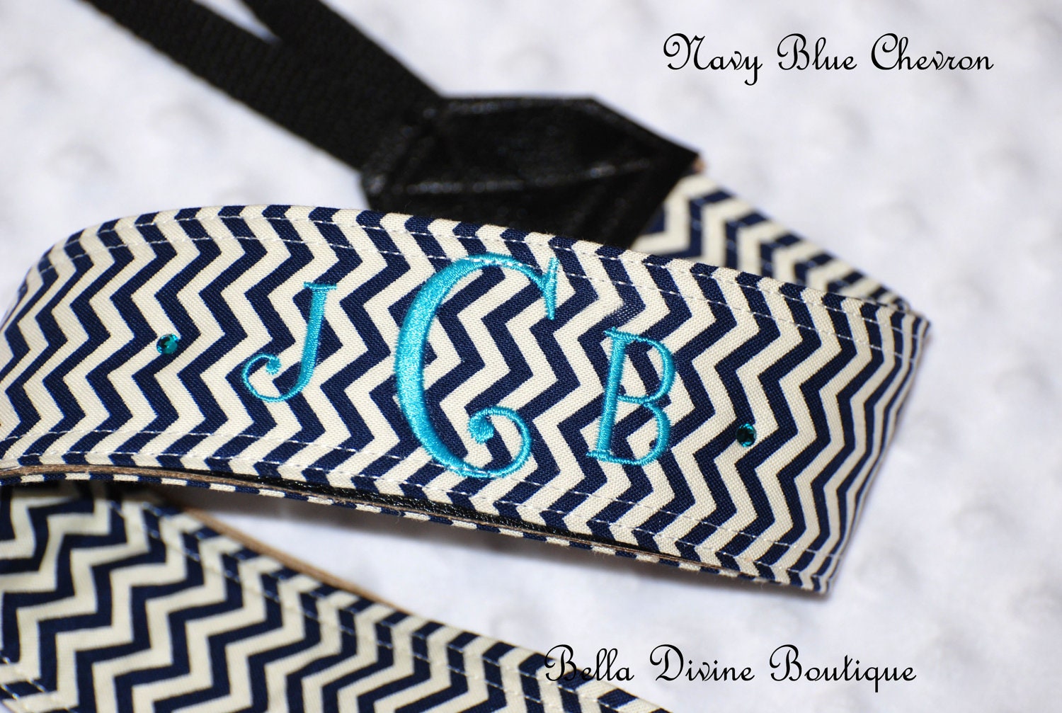 Custom personalized camera strap D/SLR Cannon Nikon chevron fabric