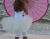 Ivory Flower Girl Tutu - Jr Bride - Satin Wrapped Waist - NB-5T