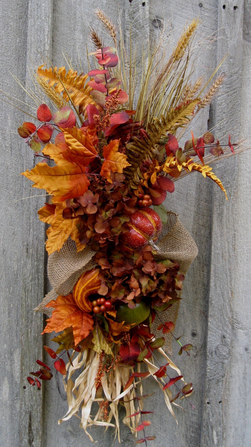 Fall Wreath, Autumn Swag, Thanksgiving Centerpiece, Door Wreath, Woodland Bouquet
