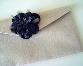 Bridal Clutch Beachy Black Flower- MADE TO ORDER - Wedding, Bridesmaid Clutch, Formal