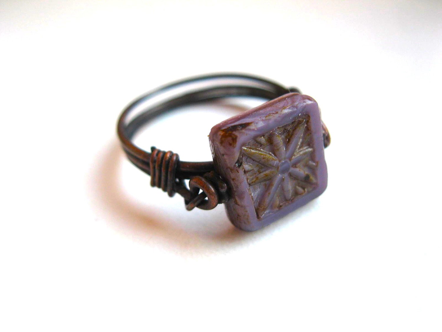 Violet Pastille Ring. Copper Ring in size Q 1/2 or 8 1/2.  Art Deco Candy Jewellery.