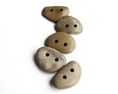 Medium Sized Stone Buttons - Drilled Sea Pebbles - Sewing, Knitting Supply - Earthy Tones