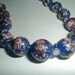 vintage cobalt blue wedding cake glass lamp work beads necklace