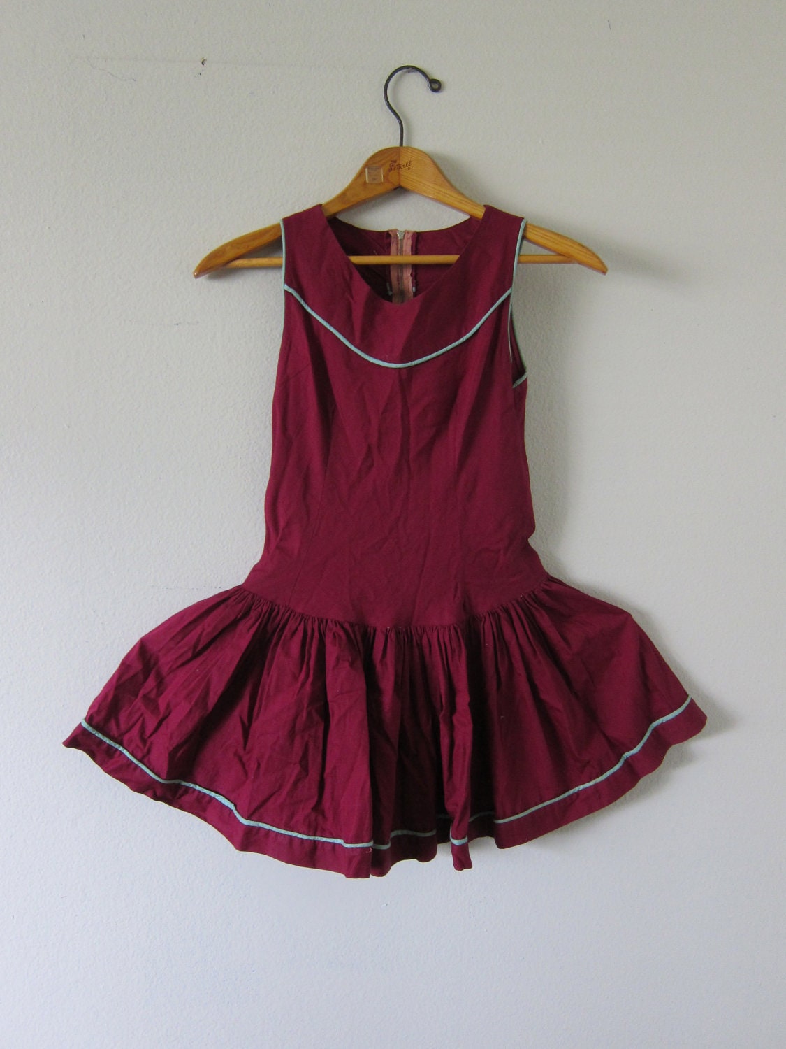 Vintage Children's School Dress- Maroon - STANDLEYMERCANTILE