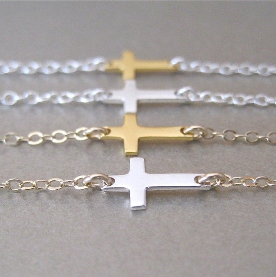 Sideways Mini Cross Bracelet