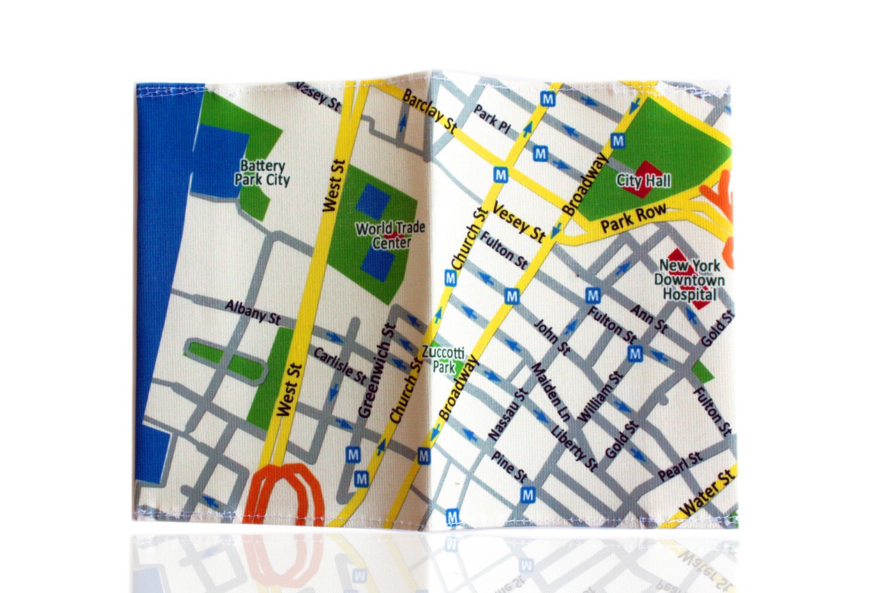 Fabric passport cover with New York map printed passport holder souvenir from NYC