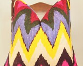 On Both Sides - Pillow Cover with Piping - Decorative Pillow - Throw Pillow - Martyn Lawrence Bullard - Adras Ikat - Jewel - 18x18 inch
