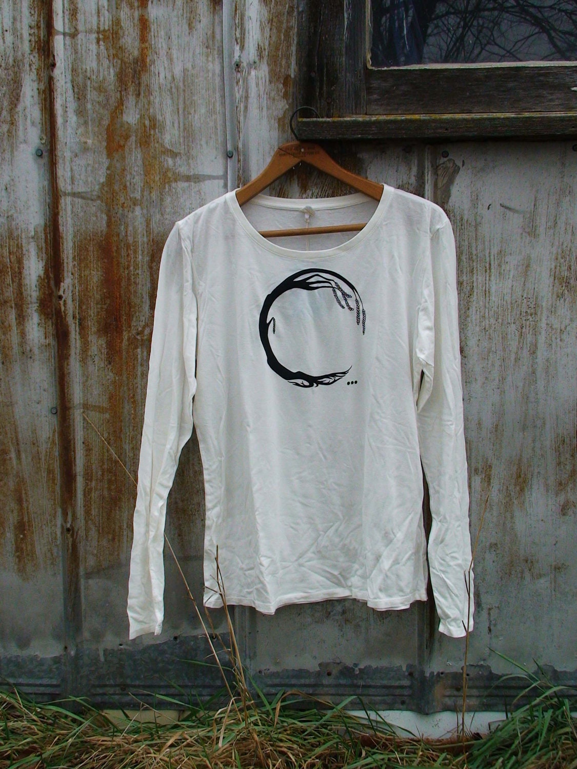 Winding Willow - Black on Natural White - Organic Bamboo and Cotton