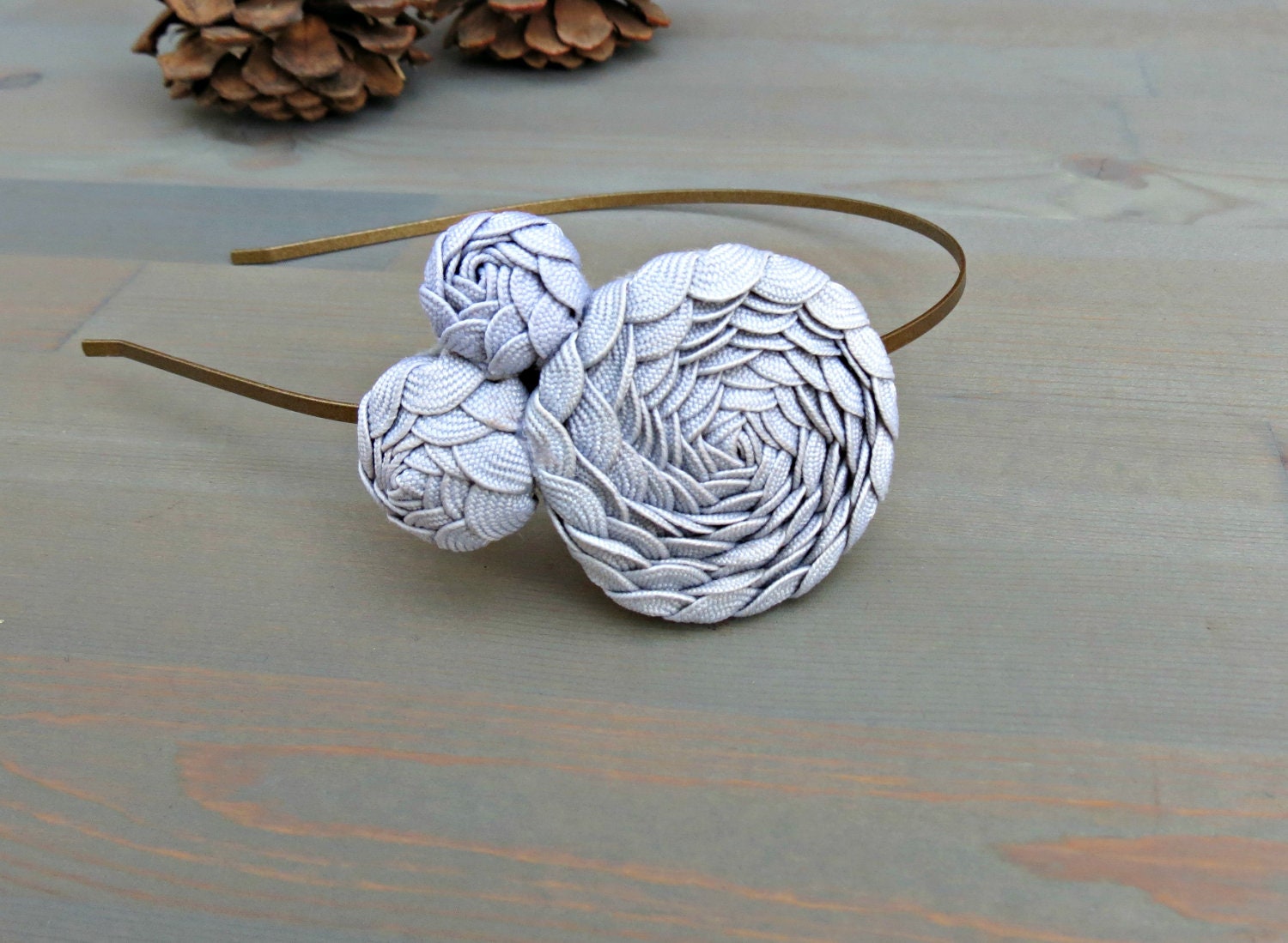 Grey Rosette Headband for Women