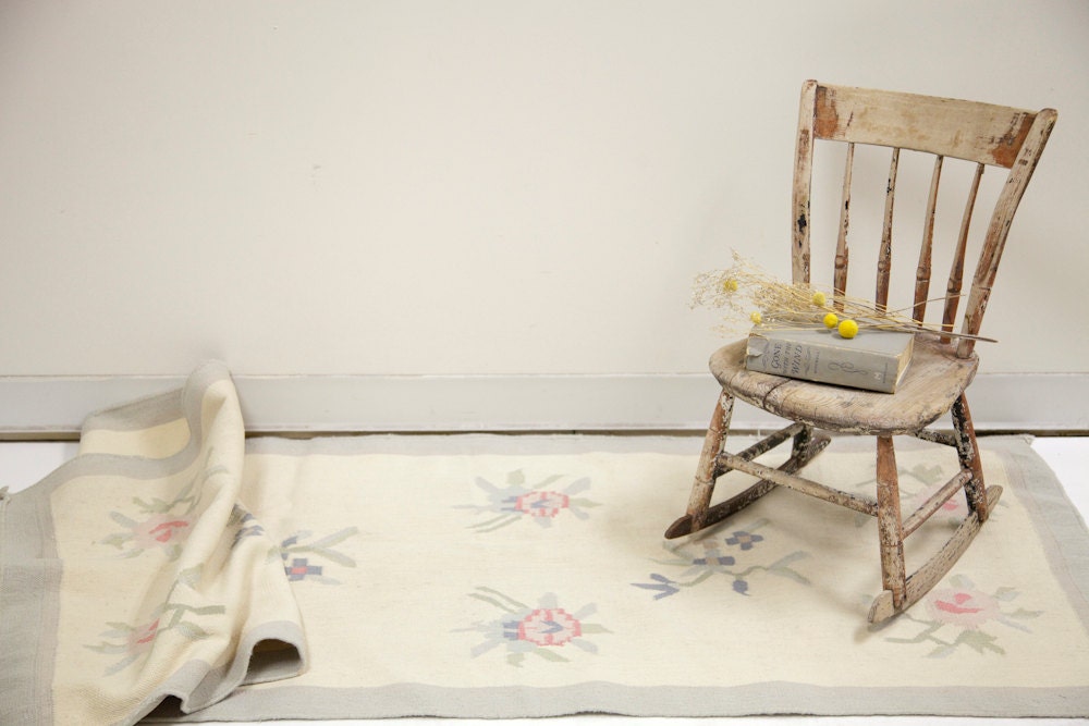 Light Floral Dhurrie Vintage Rug Runner