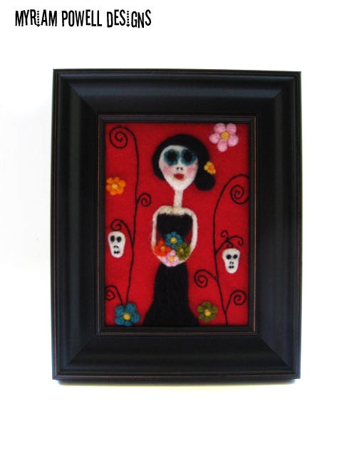 Day of the Dead Art - Needle Felted - Dia de los Muertos - Made to Order