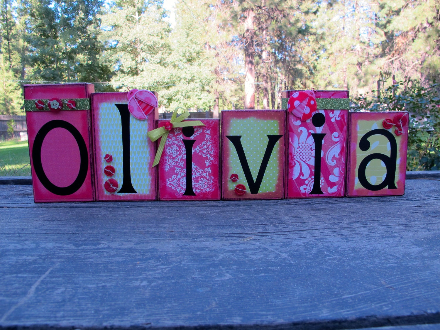 Ladybug Name Blocks, Nursery Name, Girl Blocks, Boutique Blocks, Nursery Decor, Baby Blocks, Kids Decor, Wooden Blocks, Personalized Blocks