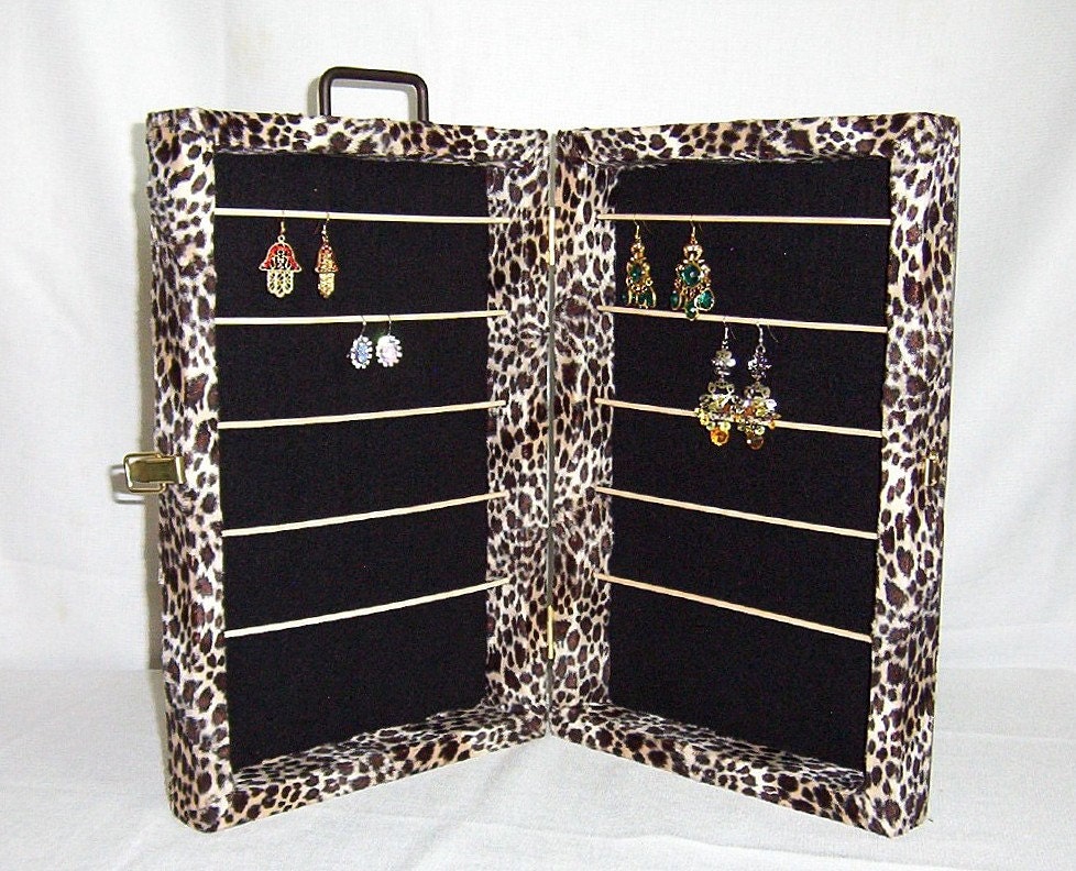 Craft Show Display Case Jewelry Cabinet for Earrings Leopard Print