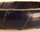 Vintage Leather Wrapped Bangle Bracelet 1980s Navy Blue