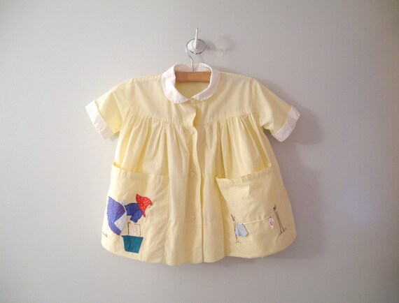 1950's Handmade Sunny Yellow Italian Folk Art Dress