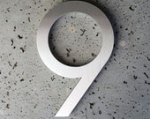 Modern House Numbers Aluminum Modern Font Number Nine 9