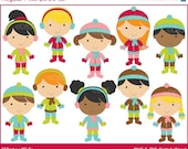 30% OFF kids clipart digital clip art winter - Winter Kids Digital Clipart