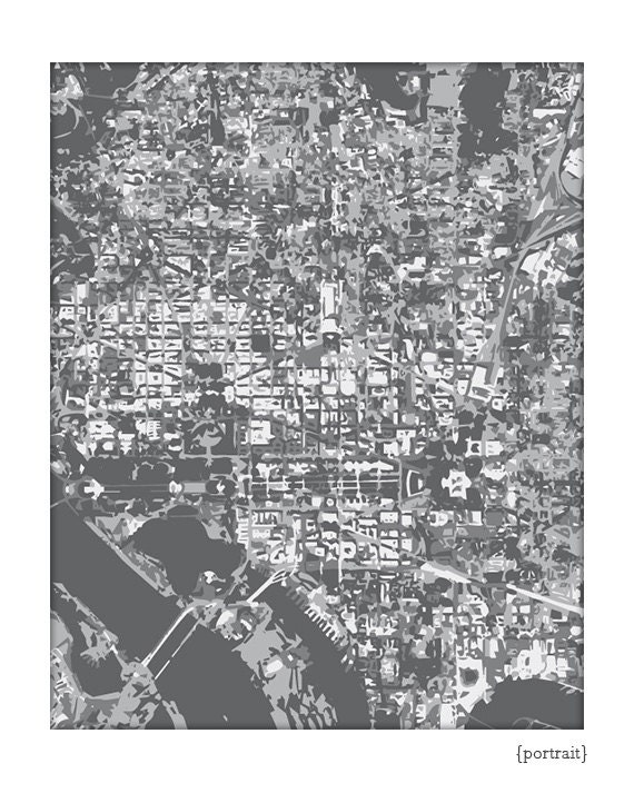 Washington DC Cityscape / Graphic City Map Art Print / Choose your color / 8x10 / Wall Art Poster