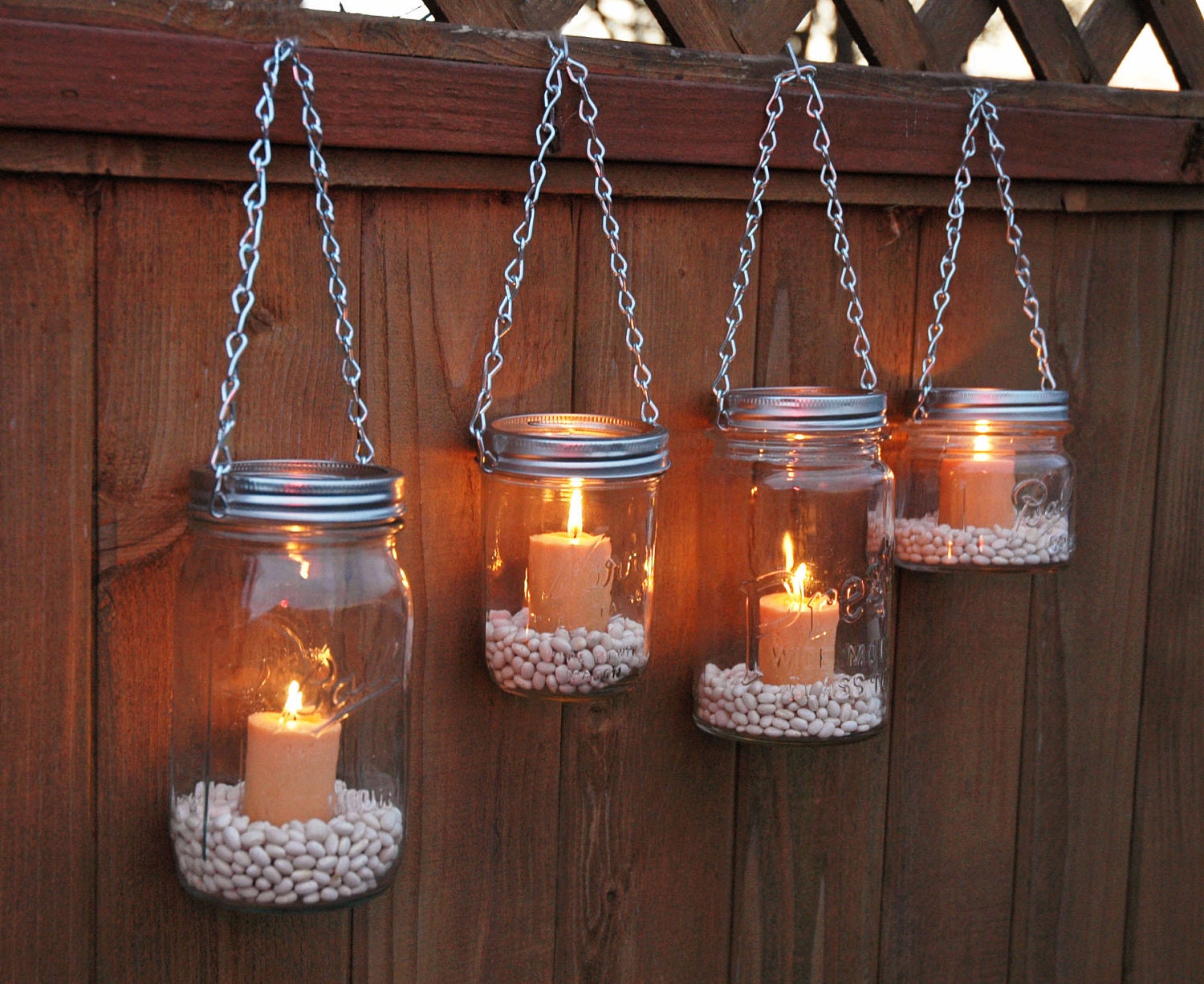 DIY Hanging Mason Jar Luminary Lantern Lids - Set of 4